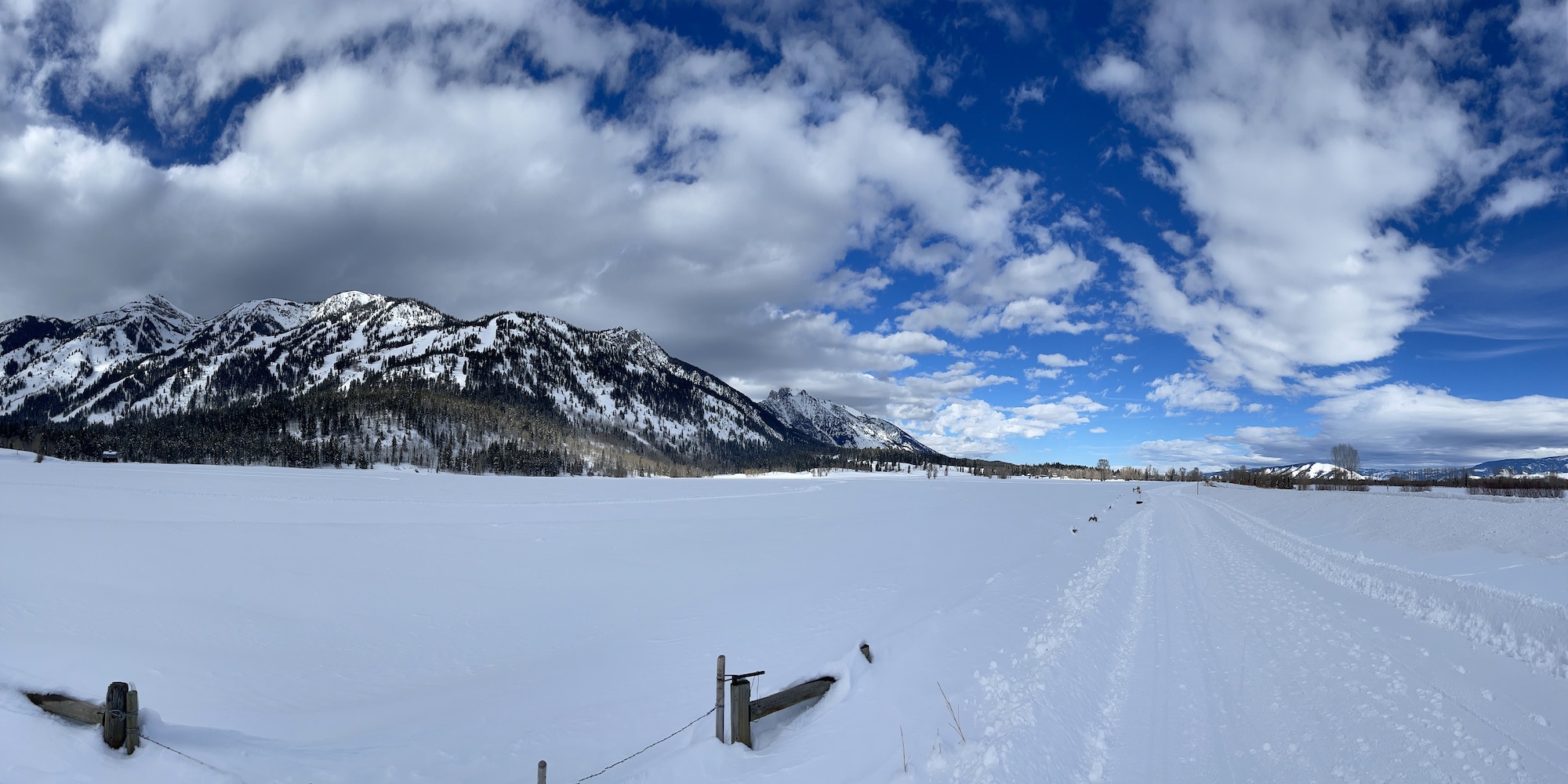 Cross country skiing at Teton Village Trail