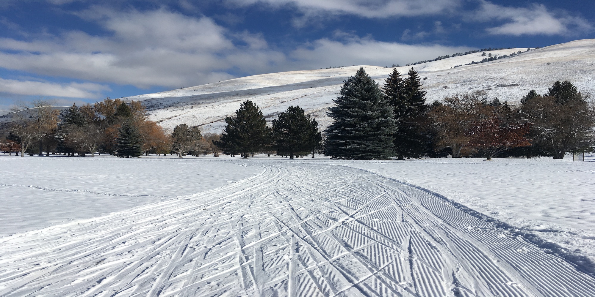 Cross country skiing at University of Montana Golf Course