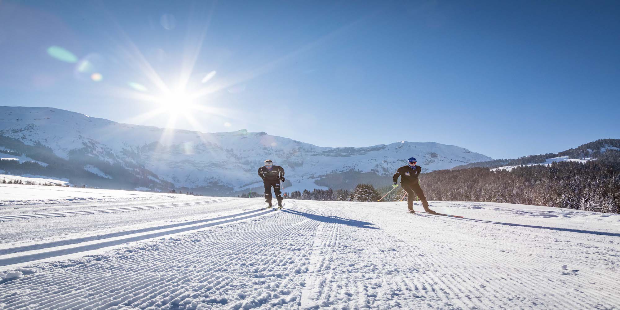 Cross country skiing at Domaine Nordique de Megève