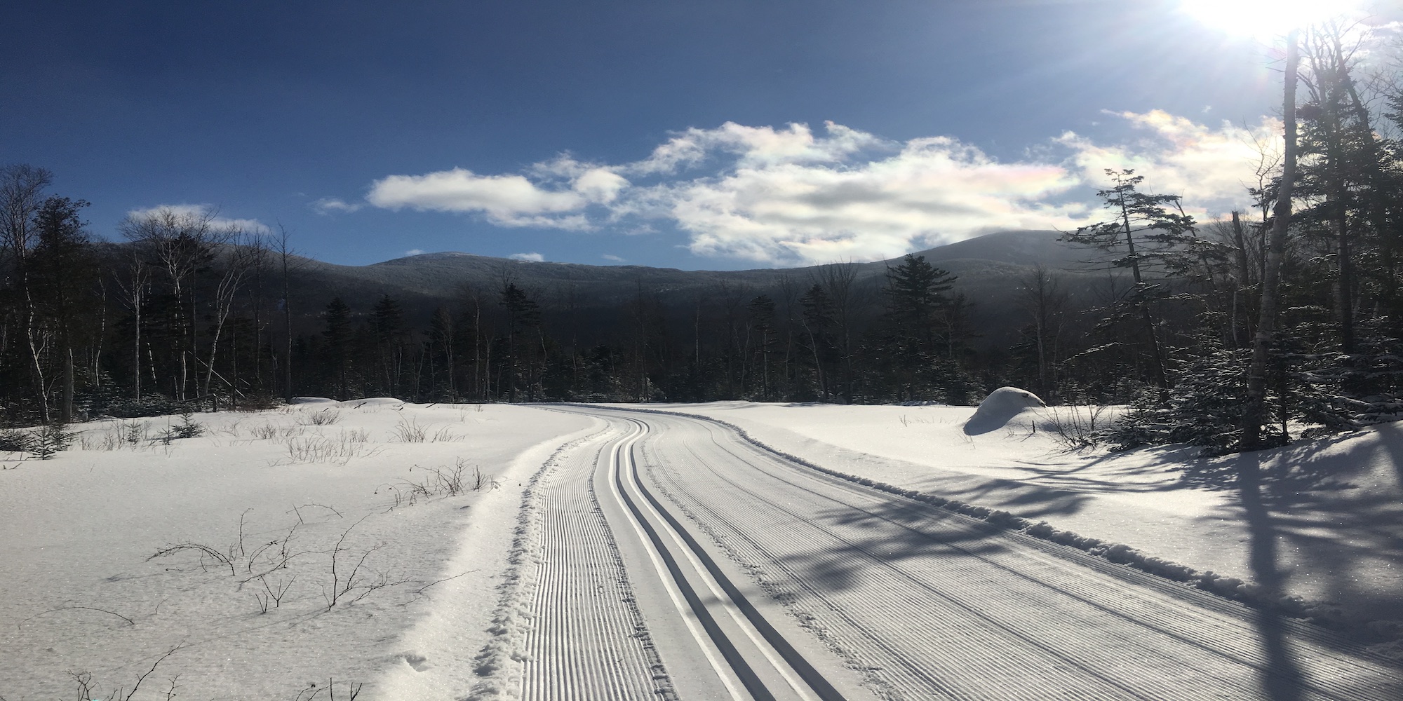 Cross country skiing at Rangeley Lakes Trails Center