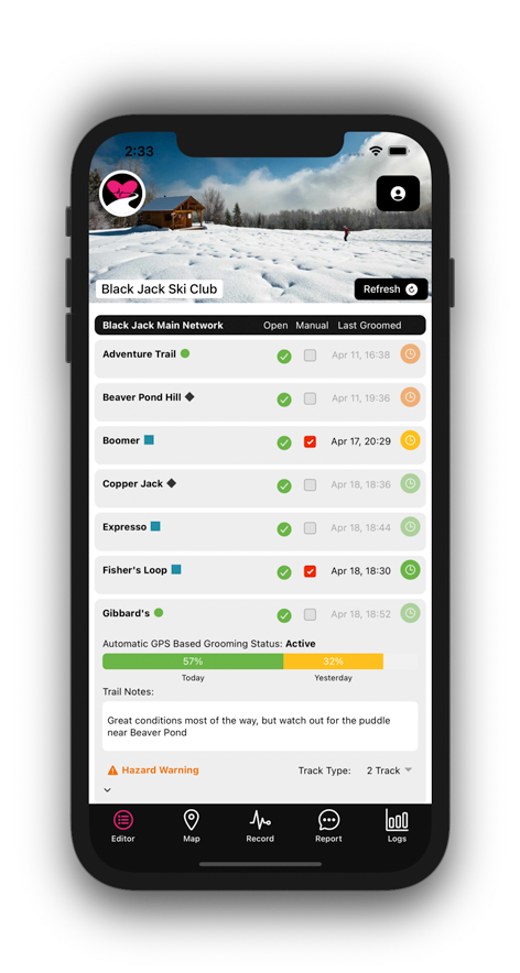 Nordic Pulse  App based cross country ski grooming report system