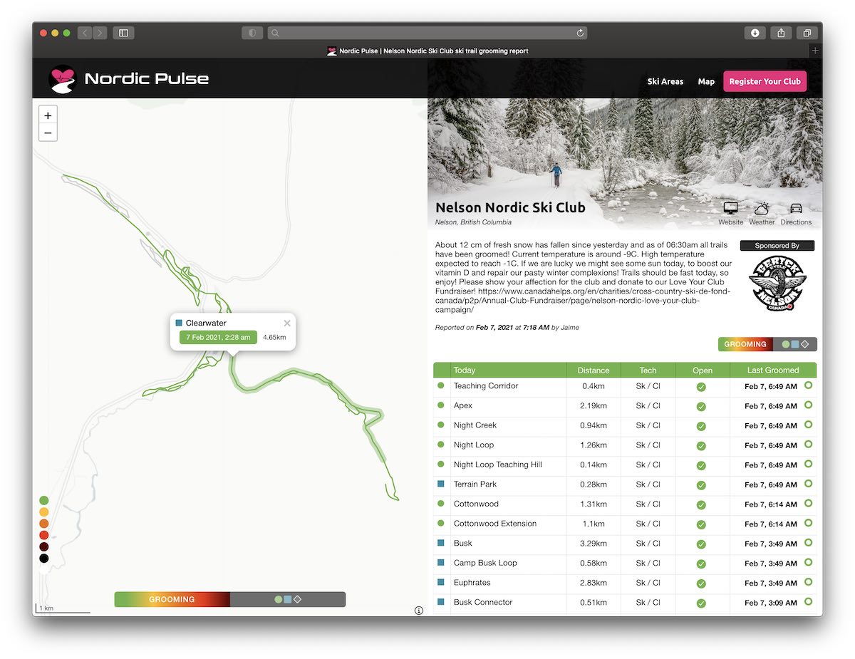 Nordic Pulse  App based cross country ski grooming report system