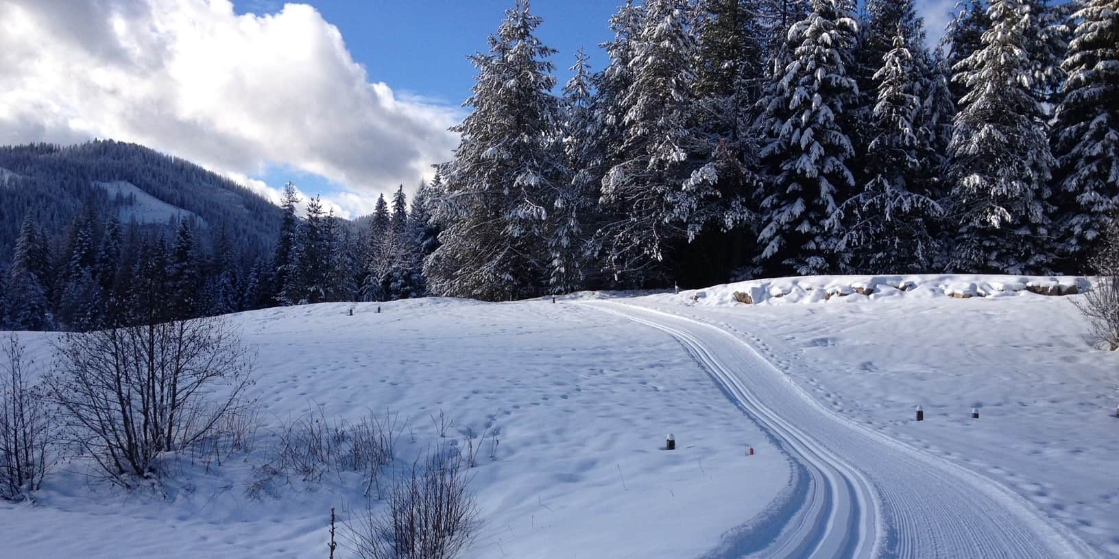 Cross country skiing at Priest Lake Nordic Golf Course